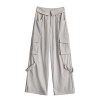 Women's 2025 Military Green Straight-Leg High Waist Cuffed Casual Pants Medium chaki