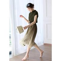 2022 French Design High-End Women's Cinching Pleated Tea Dress XL