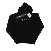 Disney Mens Mickey Mouse Wording Logo Hoodie M juoda