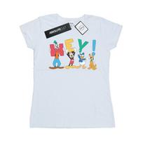 Disney Womens/Ladies Mickey Mouse Friends Hey Cotton T-Shirt XXL balta