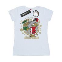 Tom And Jerry Womens/Ladies Christmas Surprise Cotton T-Shirt XL balta