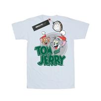 Tom And Jerry Womens/Ladies Christmas Greetings Cotton Boyfriend T-Shirt S balta
