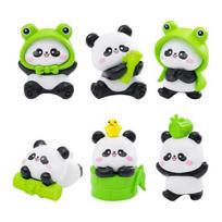 6 vnt. Mini Panda Figūrėlės Automobilio Prietaisų Skydelio Panda Dekoracijos Miniatiūriniai Gyvūnų Papuošalai „Pasidaryk pats“ Amatams Mikro-Peizažams Pasakų Sodui