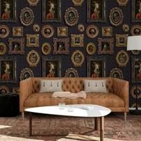 Retro gyvūnų paveikslų rėmeliai Tapetai Lipdukas Juodas Klasikinis Namų Sienų Dekoras Europos Vintažinis Spintos Lipdukas Svetainė 44cmx300cm brown