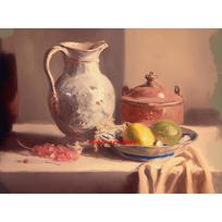 Vintage Flower Pots Jugs Apple Still Life Poster Farmhouse Print Canvas Painting Retro Wall Art Picture Kitchen Room Home Decor 21cm×30cm NoFrame beige