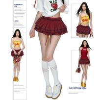 Ballet Girl-style Burgundy Cake Skirt Lace Spliced half-body New Puffy Miniskirt Pants S