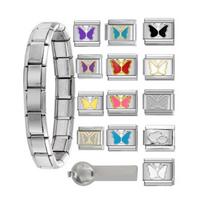 Italian Charm Link Bracelet Jewelry Making Part Module Accessaries Stainless Steel Texture Bracelet Making Supplies