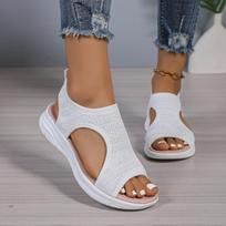 Sandals women's European, American autumn and summer foreign trade new mesh flat-bottomed foot cover fish mouth fly-woven sports large-size shoes 36 balta