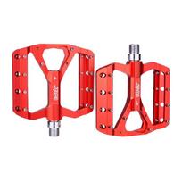 1pair Kids Bicycles Pedals Aluminum Alloys Antiskid Outdoor Bicycles Pedals for Mountain Cyclists raudona