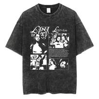 s Singer Lana Del Rey Išplėtiniai Marškinėliai Harajuku Vyrams Moterims Retro Trumpomis Rankovėmis Madingi Marškinėliai Dydeli Medvilniniai Marškinėliai Streetwear S black