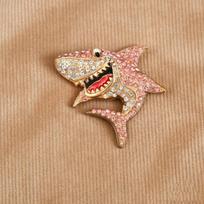 Creative Cute Rhinestones Shark Brooches For Women Clothing Coat Jewelry Accessories A3