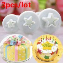 3 vnt. / rinkinys Mini Star Fondant tortas Dekoravimo stūmoklis sausainių pjaustytuvas  Pasidaryk pats  formos Kalėdinis pyragas gray