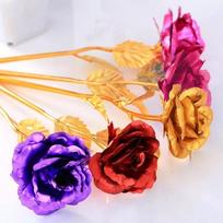 Fashion Romantic 24K Gold Plated Golden Rose Flower for Valentine's Day Lovers' Gift mėlyna