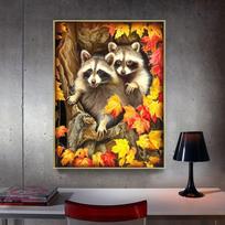 Deimantinė tapyba Gyvūnų deimantų Siuvinėjimas Mozaika Meškėnas Pilnas Krapų Apvalus Kalnų krištolas 20X30CM brown