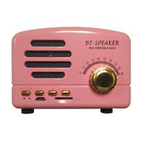 New Retro Bluetooth Speaker Radio Card Subwoofer Creative Gift Mini Antique Small Speaker rožinė