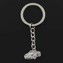 Madingas sportinis automobilis, 21x14 mm pakabukas, 30 mm raktų pakabukas sidabras