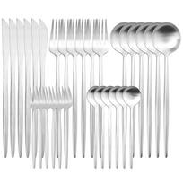 30Pcs Knife Fork Spoons Teaspoon Cutlery Gold Dinnerware Set 18/10 Stainless Steel Tableware Western Kitchen Silverware Flatware sidabras