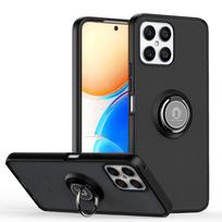 KEYSION Fashion Matte Clear telefono dėklas, skirtas Honor X8 Skaidrus smūgiams atsparus žiedinis stovas telefono galinis dangtelis, skirtas Huawei Honor X30i for Honor X8 juoda
