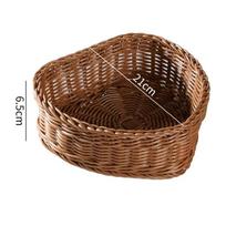 Imitation Rattan Desktop Fruit Plate Snack Candy Basket Festive Dried Fruit Melon Seed Plate Heart-shaped Living Room Storage Basket Vegetable Plate S ruda