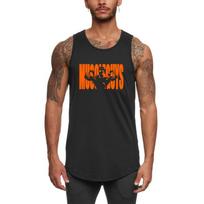 Muscleguys NEW tide Men's Bodybuilding muscle Tank Top Comfortable printed sports Tops youth slim Sleeveless Fitness o-neck Vest M juoda