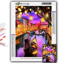 5D DIY Sea Venice Lights Night View Cross Stitch Rhinestones Diamond Drawing Embroidery Mosaic Home Decor Full Round 20X30CM