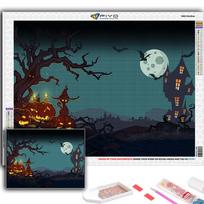 5D DIY Halloween Pumpkin And Witch Castle Cross Stitch Rhinestones Diamond Drawing Embroidery Mosaic Home Decor Full Round 20X30CM