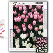Cross Stitch Kit DIY Diamond Embroidery Flowers Tulips Diamond Painting Home Decor Full Round 20X30CM black