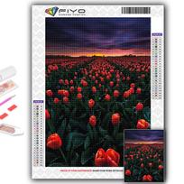 Full 5D Diy Diamond Painting Flowers Tulips 5D Diamond Painting Full Round 20X30CM black