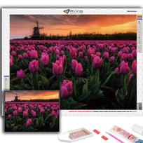 5D Diy Diamond Painting Flowers Tulips Cross Stitch Full Diamond Embroidery Mosaic Full Round 20X30CM pink