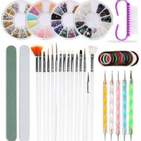 37Pcs Set Nail Art Brushes Pen Dotting Tool Manicure Rhinestones Bead Decoration gray