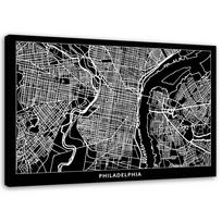 Canvas print, Philadelphia - city plan 60x40 balta/juoda