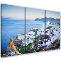 Trijų dalių paveikslo drobės spaudinys Graikija Santorini 60x40 mėlyna