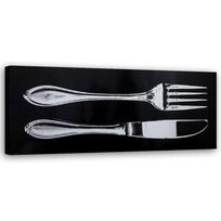 Canvas print Cutlery Fork Knife Silver 90x30 juoda/balta