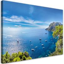 Spaudinys ant drobės Salos panorama Jūrų laivai 60x40 mėlyna