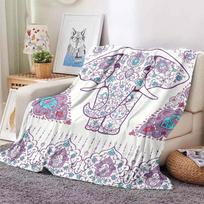 Mandala Elephant Blanket Flannel Breathable Super Warm Throw Blankets for Bedding Travel Bedroom Soft Throws Home Decor 100cm x 150cm