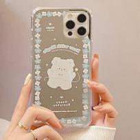 Cute Bear Planet Flower Mirror, smūgiams atsparus telefono dėklas, skirtas iPhone 11 12 Pro Max 13 Mini Xsmax Xr X 8 7 Plus Se 2020 2022 galinis viršelis For iPhone 13