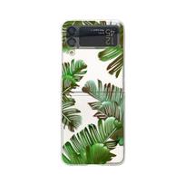 For Samsung Galaxy Z Flip 4 3 Flip4 Flip3 Case Banana Leaf Painted Transparent Shockproof Folding Pc Hard Back Case Accessories For Samsung Z Flip 4