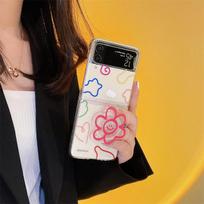 Flower Grip Tok For Samsung Galaxy Z Flip 3 Case With Bracket For Samsung Z Flip 4 Zflip4 Folding Transparent Protective Cover Samsung Z Flip 4