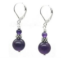 new Natural purple Amethyst 925 Sterling Leverback Earrings