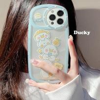 Mielas ančiukas ananasas animacinis apvalus meilės telefono dėklas, skirtas Iphone 11 Promax 12 13 14max 14pro 14 Pro Max minkštas silikoninis ančiuko dėklas Ins For iphone 13promax black