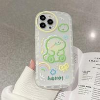 Retro Smile Green Dinosaur Line Art Transparent Phone Case For Iphone 14 13 11 12 Pro Max Xs Xr X 7 8 Plus Case Cute Soft Cover for iphone 7 gray