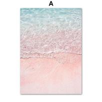 Rowboat Leaf Pink Sea Beach Shell Parasol Šiaurės šalių plakatai ir spaudiniai Sienų menas Drobės Tapyba Sienų Paveikslėliai Svetainės dekoravimui 21X30cm No Frame