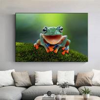 Funny Frog Wall Art Pictures Smile Frogs Painting on Canvas Leaves Animal Posters and Prints for Living Room Home Decor Cuadros 21cm×30cm NoFrame