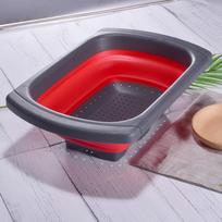 Drain Basket Over-sink Colander Collapsible Colding Strainer Extender Handle žalia