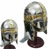 Viduramžių kryžiuočių šarvų replika Vikingų šalmas iš žalvario Šalmai riteriams black