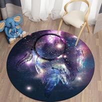 Round Carpets Soft Blue Area Rug Anti-slip Floor Mat Bohemian Bedroom Carpet for Living Room Home Decor Diameter 60cm