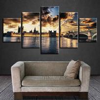 5 Paveikslai Londono Miesto Gražus Pastatas Tiltas Drobės Tapyba Plakatai ir Spaudiniai Sienos Dailės Paveikslai Kambario Namų Dekoras Be Rėmo 20x35cm*2  20x45cm*2  20x55cm*1