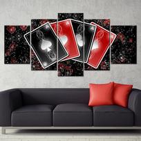 Black and Red Playing Cards 4A 5 Panel Canvas Picture Print Wall Art Canvas Painting Wall Decor for Living Room Poster No Framed 30x40cm*2  30x60cm*2  30x80cm*1 red