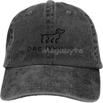 Dachshund Weiner Dog Hat Unisex Women Adjustable Trucker Fashion Washed Denim Caps for Outdoor Black One Size black