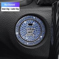 Tinka Mercedes-Benz BMW automobiliui Vienu mygtuku paleidimo dekoratyvinis žiedas Deimantinis krištolinis mygtuko dekoravimo lipdukai Automobilio dekoracija Blue Diamond